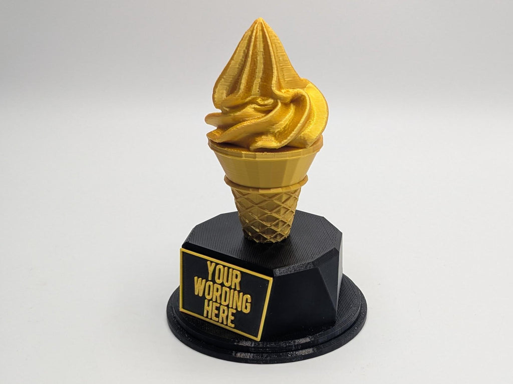 Personalised Ice Cream Trophy, Golden Cone Trophy, Custom Trophy, Swirled Ice CreamAward, Best Dessert Award, Ice Cream Award, Office Trophy