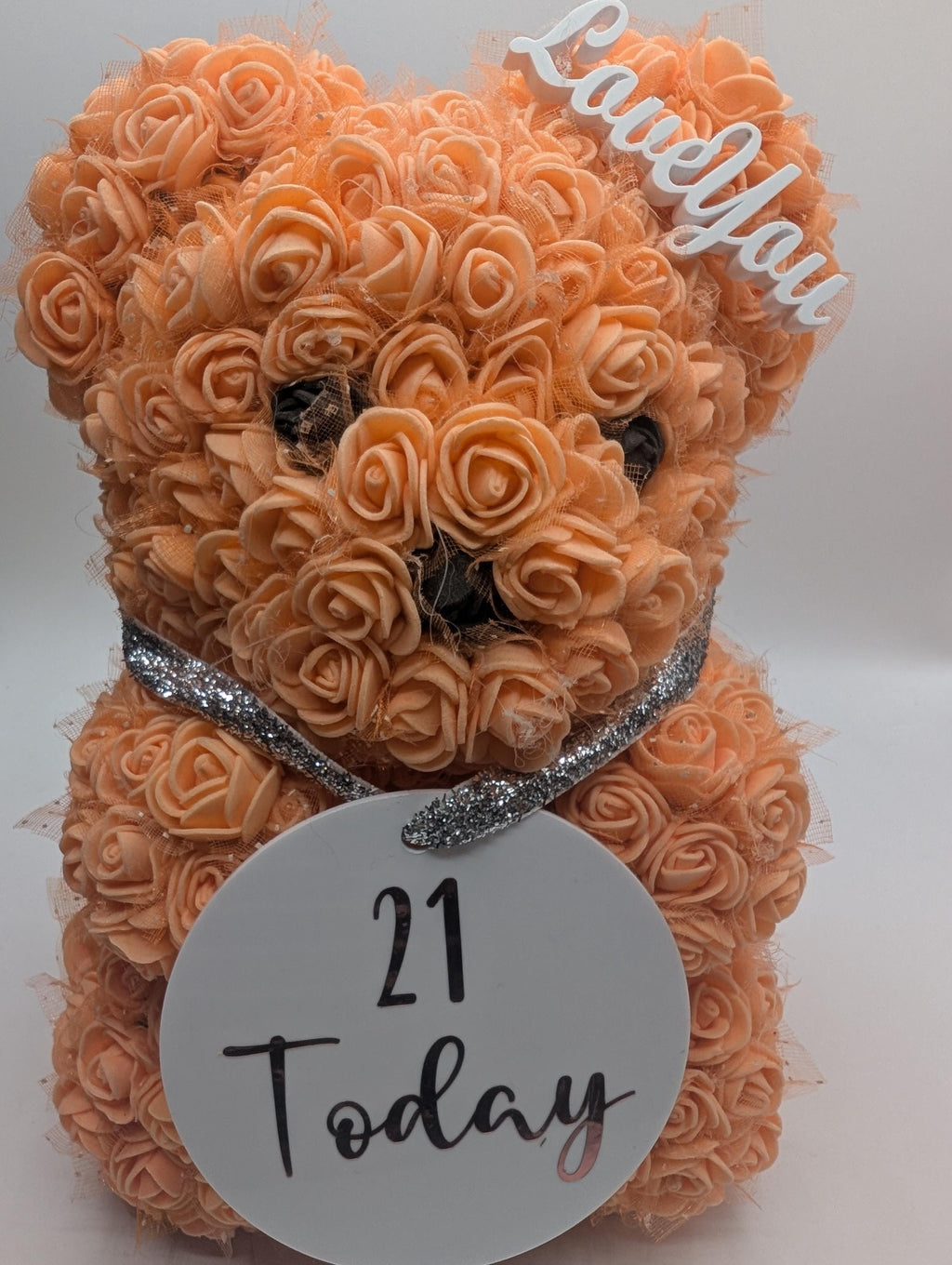 Personalized Rose Teddy Bear, Handmade Birthday Gift
