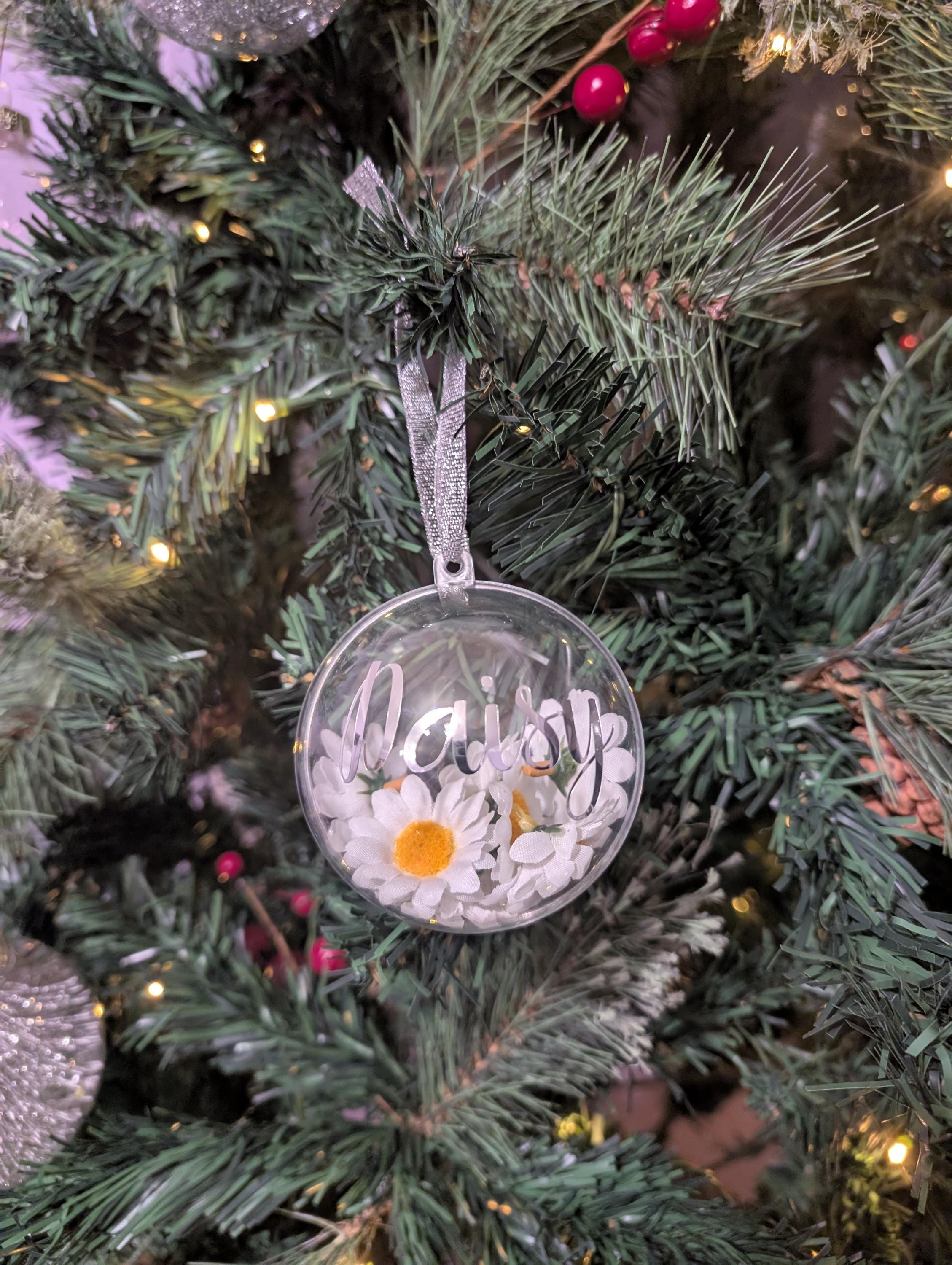 Personalised Daisy Bauble, Sunflower Bauble, Flower Bauble, Forget Me Not Bauble, Rose Bauble, Gerbera Bauble, Christmas Daisy, Daisy Flower