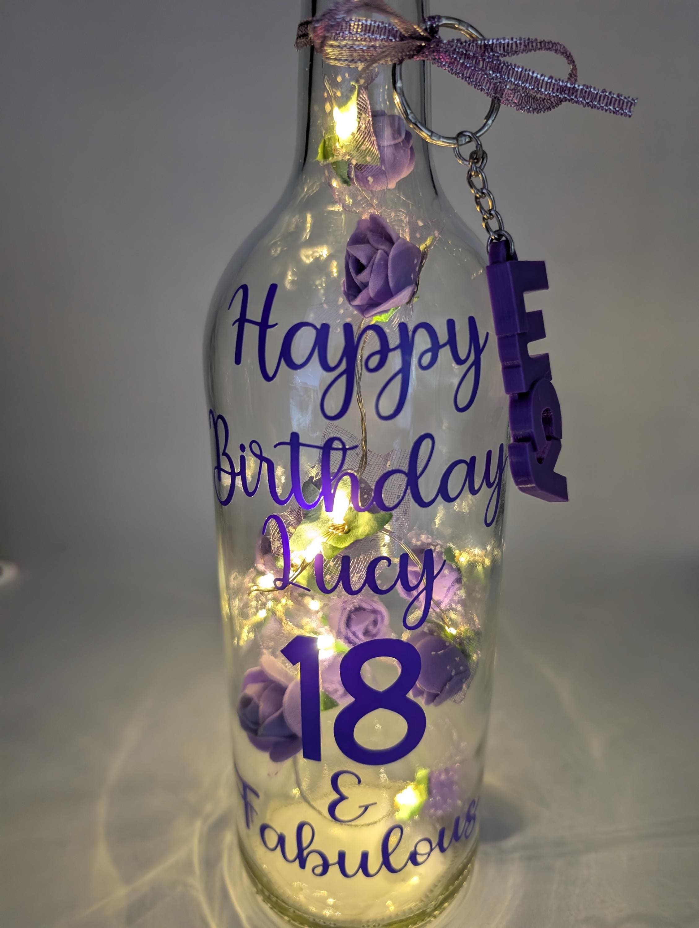 Personalised Light up Bottle, Milestone Birthday, 18th Birthday, 21st Birthday, 30th Birthday, 40th Birthday, 50th Birthday, For Her Gift