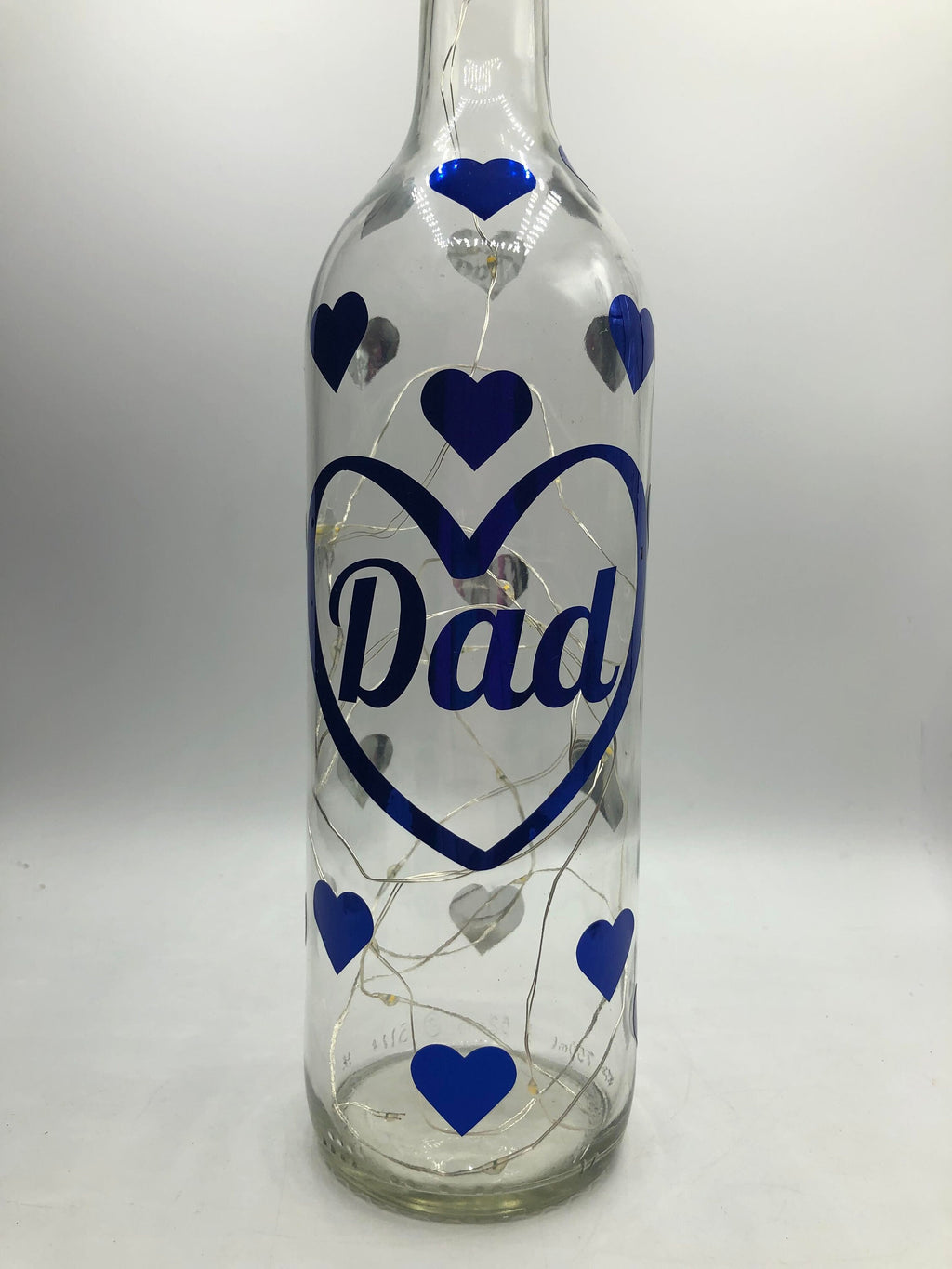 Dad Hearts LED Light Up Glass Bottle / Gift for Dad for Fathers Day / Fathers Day Gift / Gift for Dad's Birthday / Dad Christmas Gift / Dad