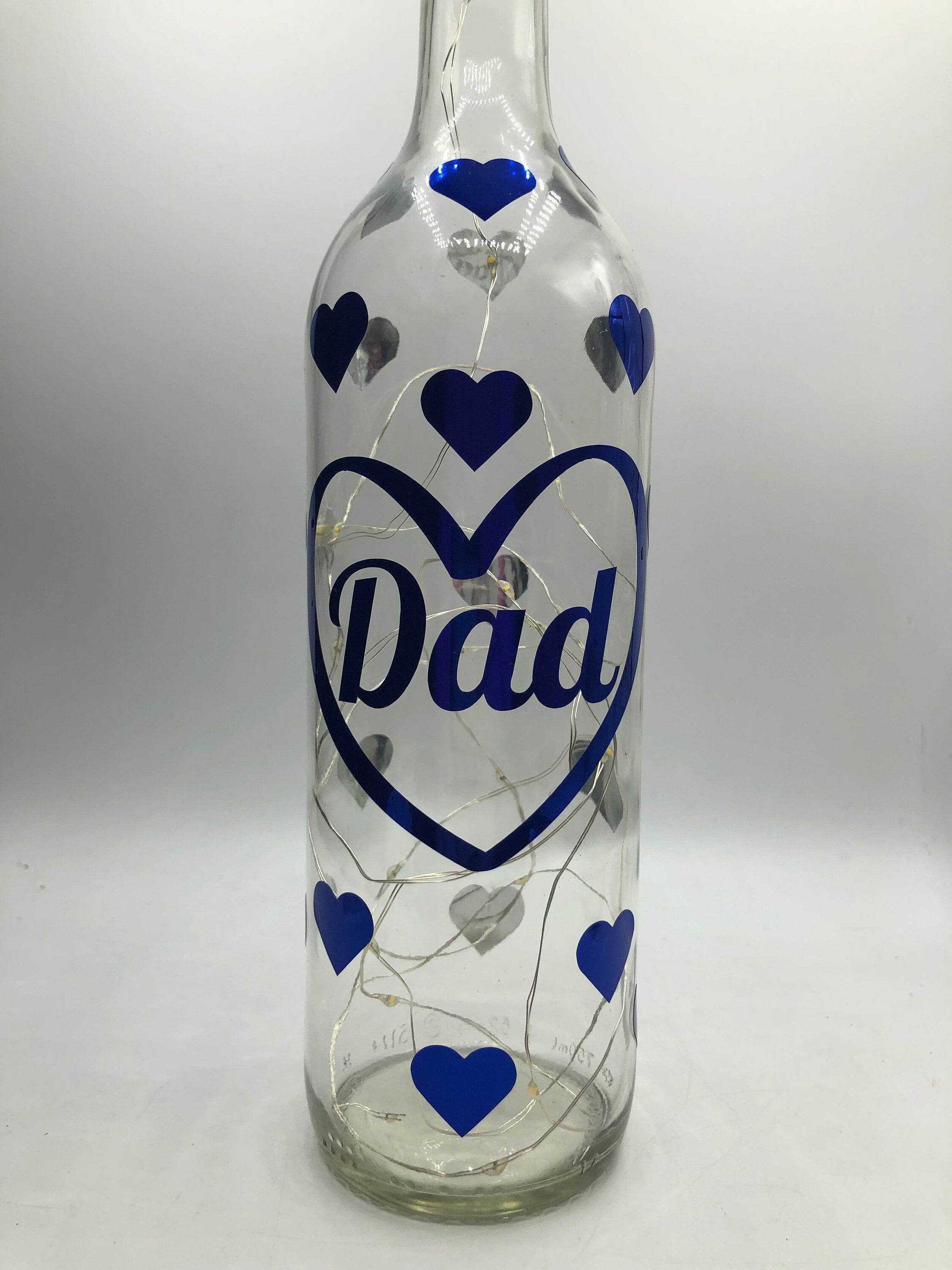 Dad Hearts LED Light Up Glass Bottle / Gift for Dad for Fathers Day / Fathers Day Gift / Gift for Dad's Birthday / Dad Christmas Gift / Dad