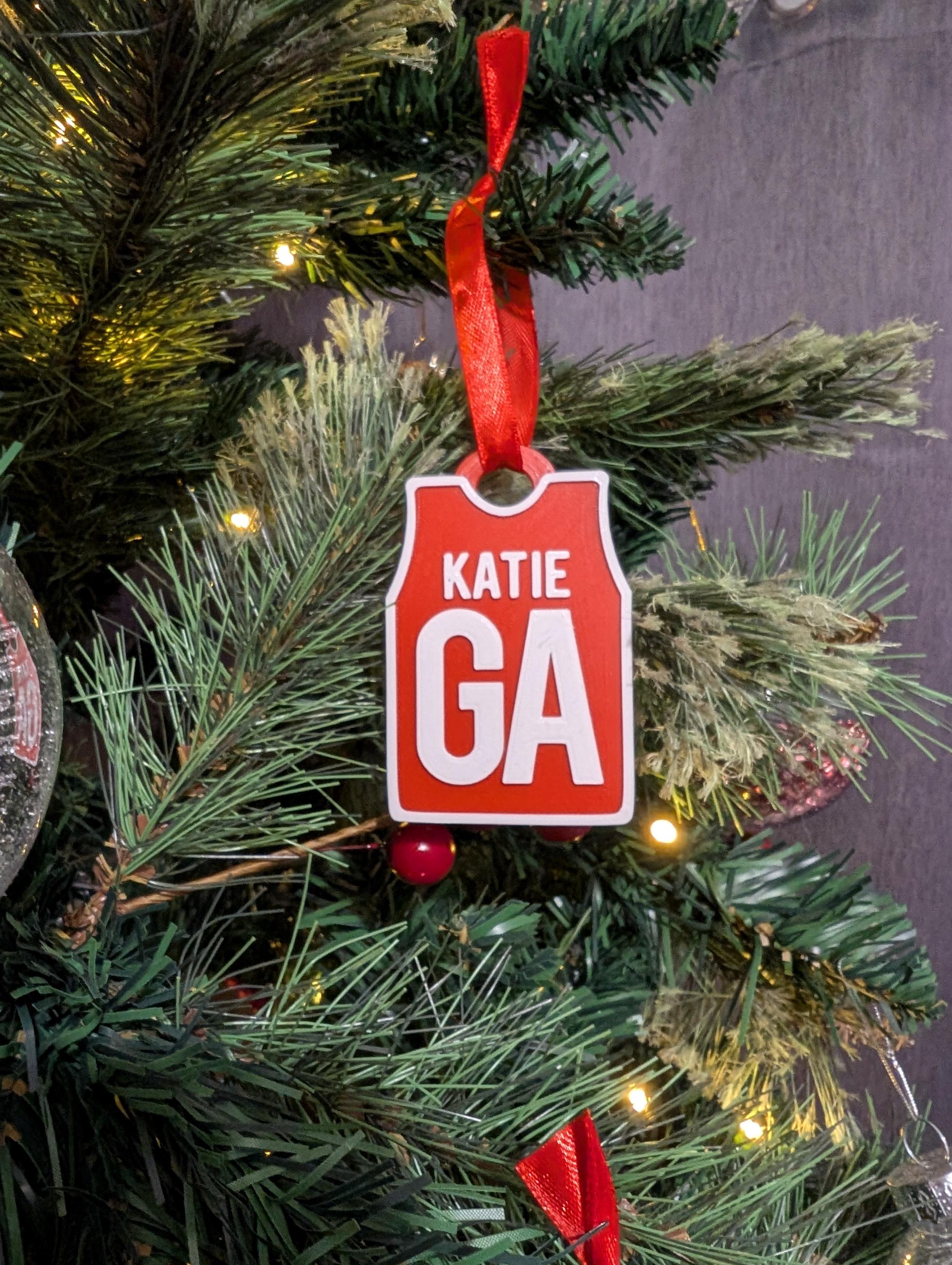 Personalised Netball Shirt Bauble, Netball Party Filler, Netball Team Bauble, Netball Gift, Netball Player Decoration, Netball Christmas