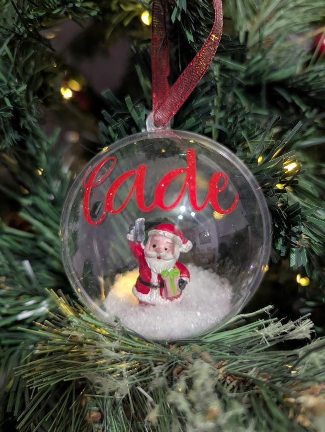 Personalised Santa Bauble, Christmas Bauble, First Christmas, Personalised Tree Decoration, Custom Bauble, Christmas Gift, Father Christmas