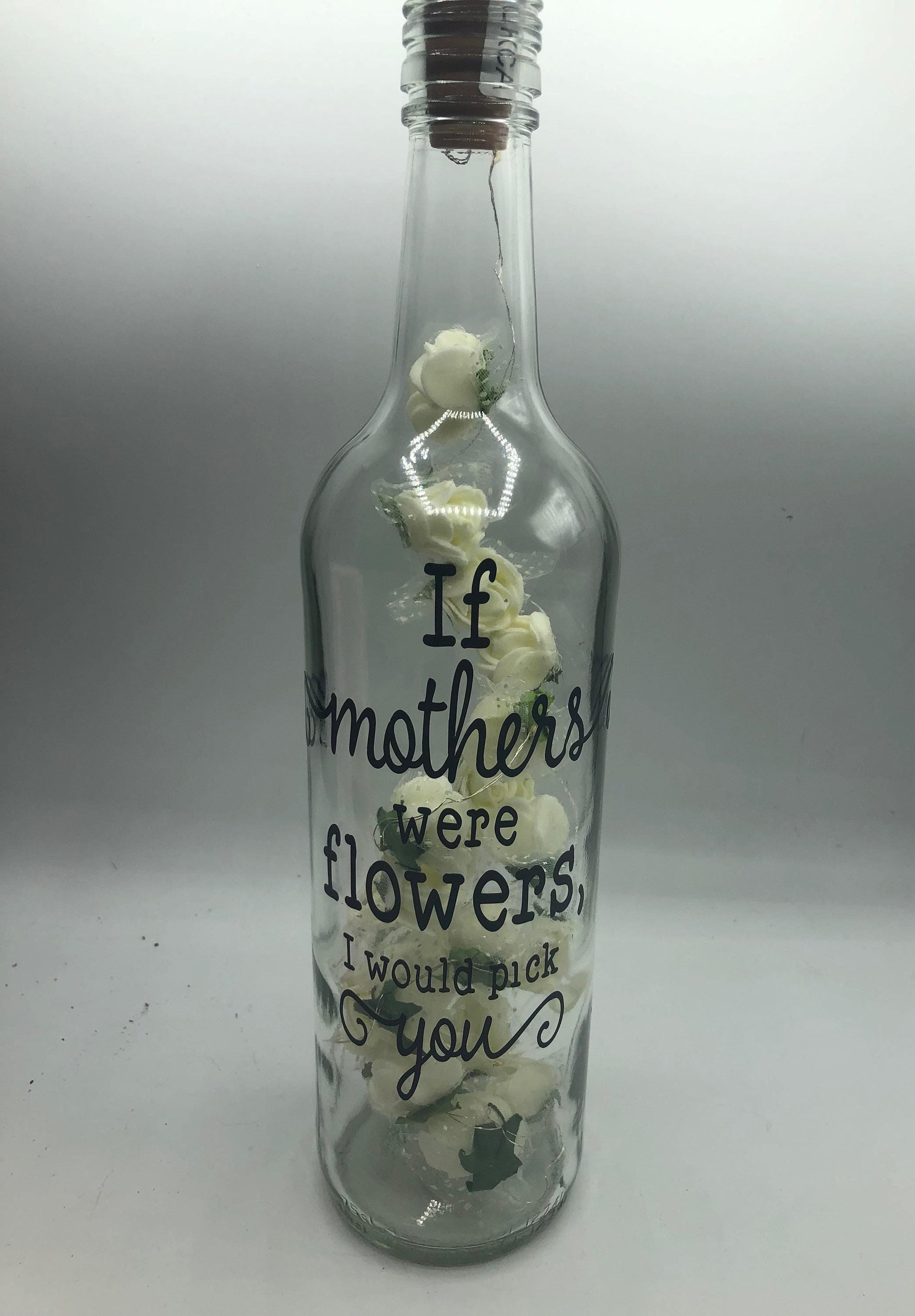 Mum Roses LED Light Up Glass Bottle, Mother's Day Gift, If Mothers were flowers Gift, Mum Christmas Gift, Gift for Mum's Birthday, Flowers