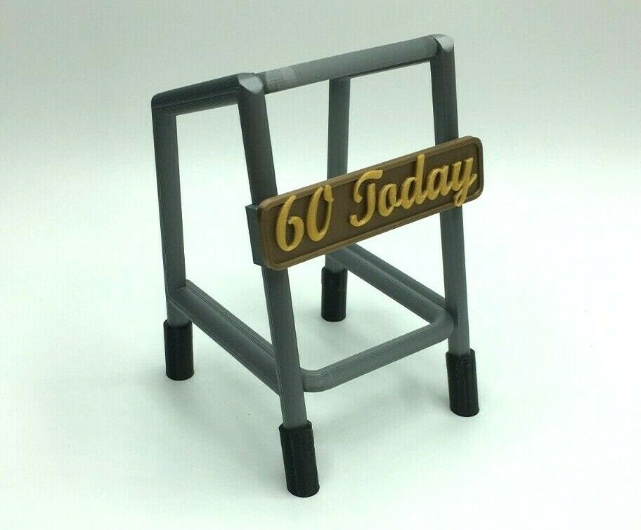 Old Person OAP Walking / Zimmer Frame Cake Topper Joke Prop / 60th Birthday / 65th Birthday / 70th Birthday / 50th Birthday / 40th Birthday