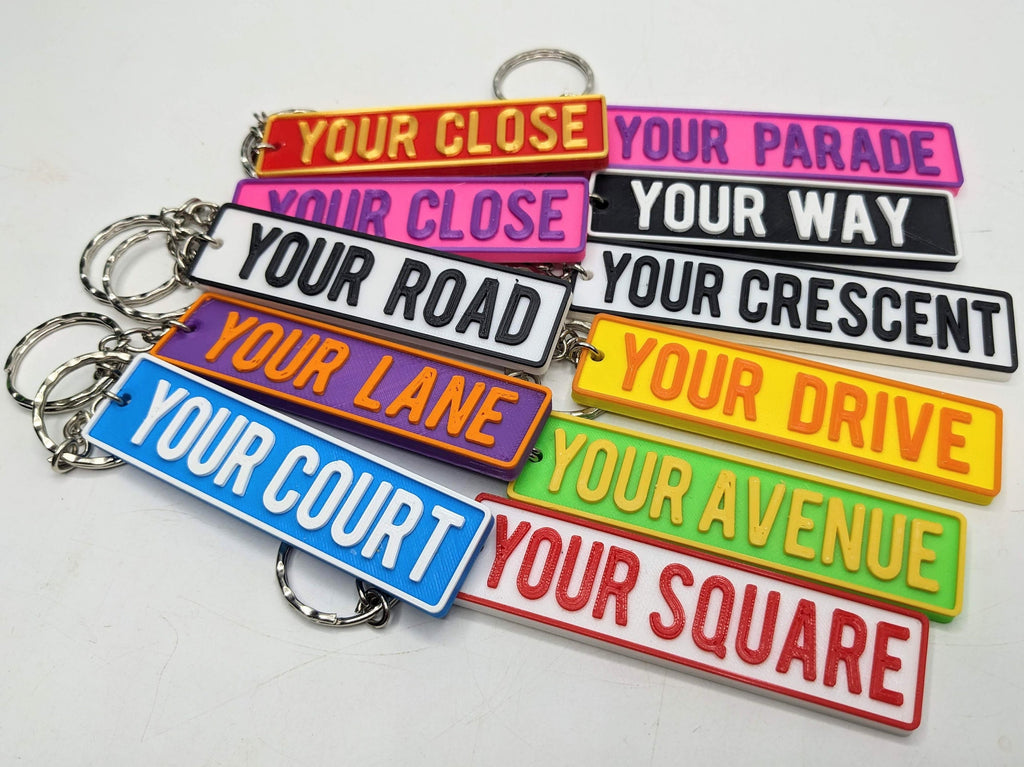 Personalised Street Sign Keyring / Street Road Name Keyring / Personalised Street Sign Keychain / Street Sign Bag Tag / Personalised Keyring