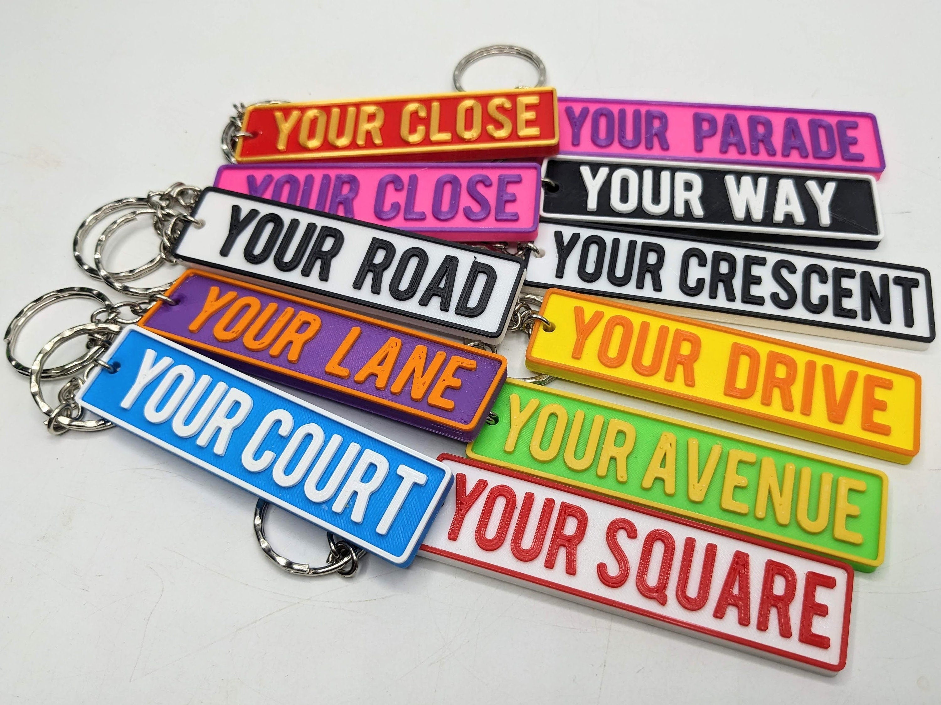 Personalised Street Sign Keyring / Street Road Name Keyring / Personalised Street Sign Keychain / Street Sign Bag Tag / Personalised Keyring