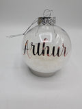 Personalised Snow Christmas Bauble, First Christmas, Custom Bauble, Memorial Bauble, Tree Custom Decoration, Personalised Christmas Ornament