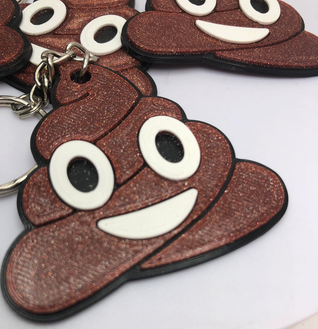 Sparkly Brown Poop Keyring / Smiling Pile of Poo Bag Tag / Poo Shaped Keyring / Poo Shaped Bag Tag / Novelty Poo Keyring / Poop Joke Keyring