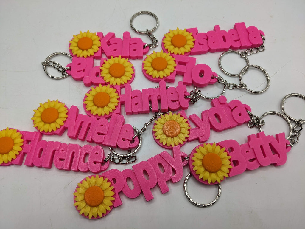 Personalised Sunflower Keyrings / Sunflower Keychain / Flower Keyring / Gift for Flower Lover / Party Bag Filler / Sunflower Keyring Gift