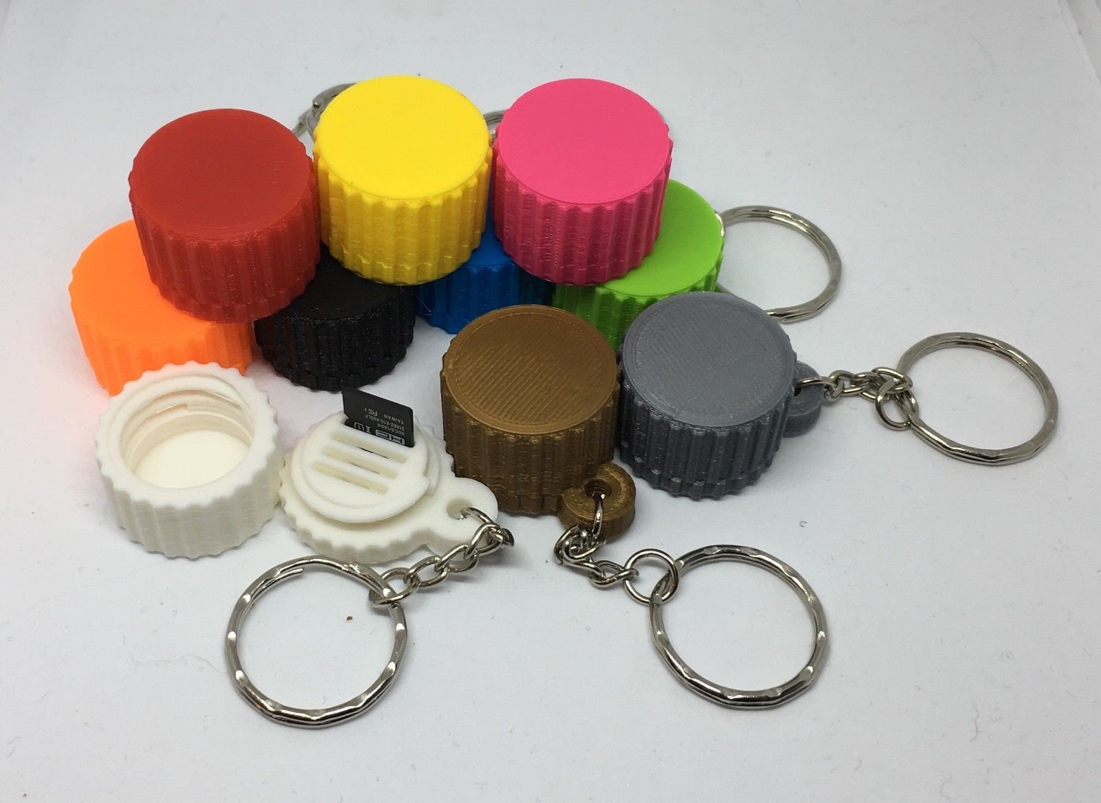 Micro SD Holder Keyring / Mini SD Card or Micro SIM Card Holder Keyring / Holds 4 Cards (Qty1) / Sd Memory Card Holder / Memory Card Keyring