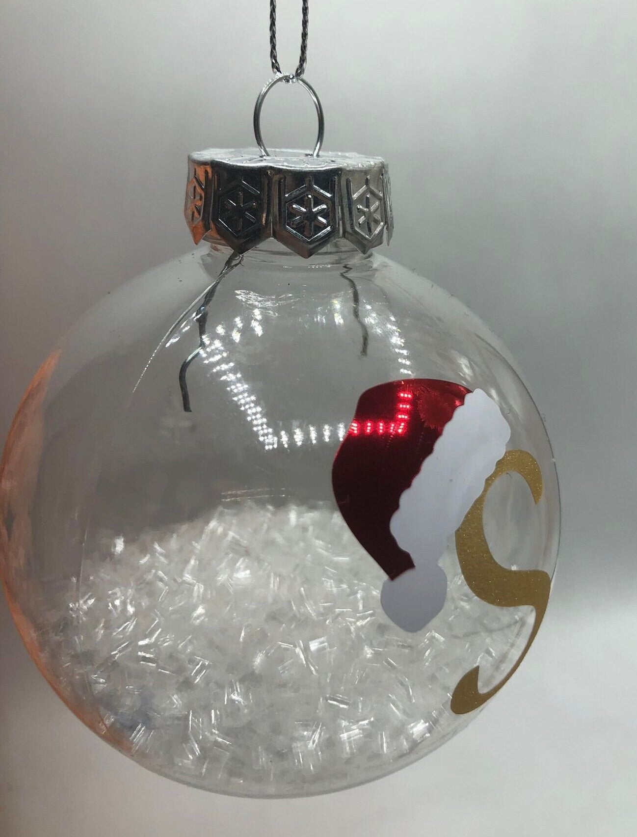 Personalised Santa Hat Glitter Christmas Bauble / Bauble / Memorial Bauble / Tree Personalised Decoration / Personalised Christmas Ornament