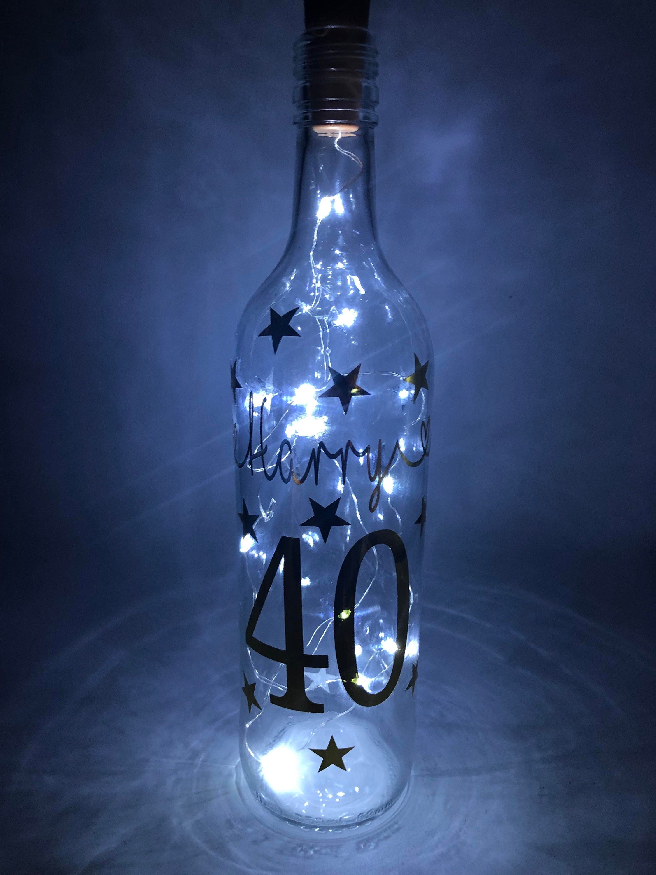 Personalised Light up Bottle, Milestone Birthday, 18th Birthday, 21st Birthday, 30th Birthday, 40th Birthday, 50th Birthday, For Her / Him