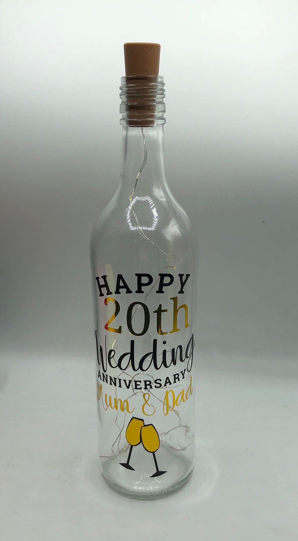 Personalised Wedding Anniversary Gift, Anniversary LED Bottle, Anniversary Milestone Gift, Personalized Anniversary, Golden Anniversary
