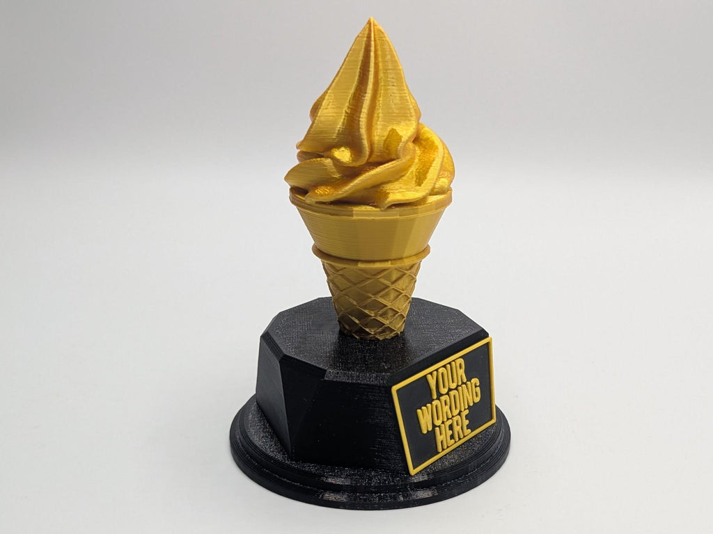 Personalised Ice Cream Trophy, Golden Cone Trophy, Custom Trophy, Swirled Ice CreamAward, Best Dessert Award, Ice Cream Award, Office Trophy