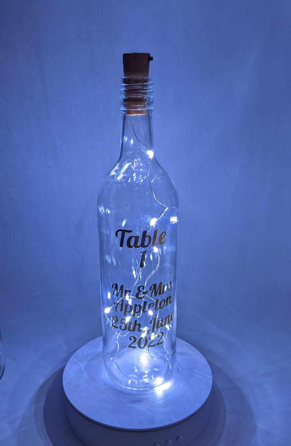 Personalised Wedding Table Bottle, Wedding Table Centrepiece, Wedding Décor, Wedding Table Decoration, Wedding Lights, Wedding Decoration