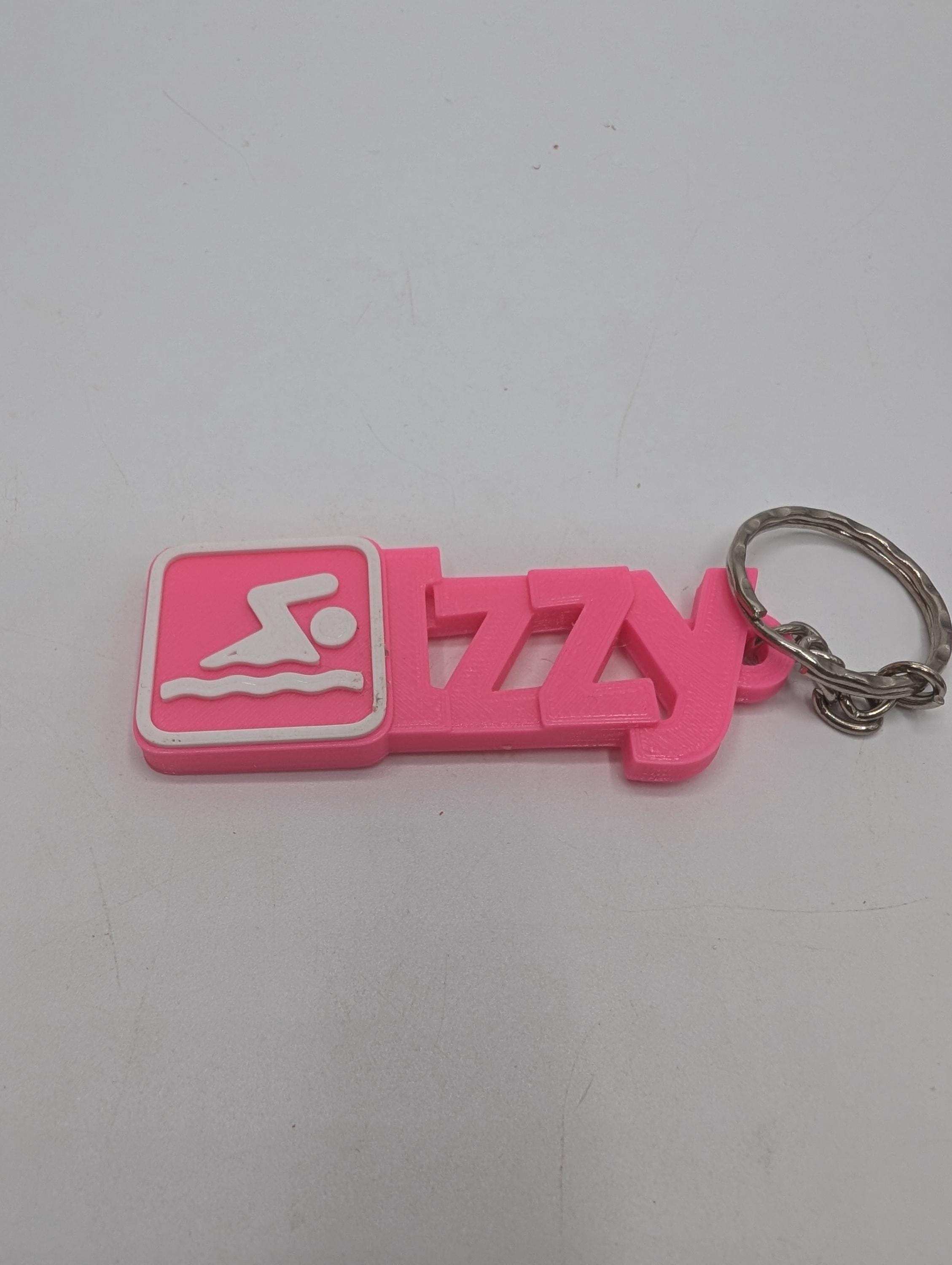 Swimming Bag Chunky Name Keyring, Swimming Bag Tag, Gift for a Swimmer, Swimming Keyring Gift, Under 5 Pound, Ready to Post Swimming Keyring