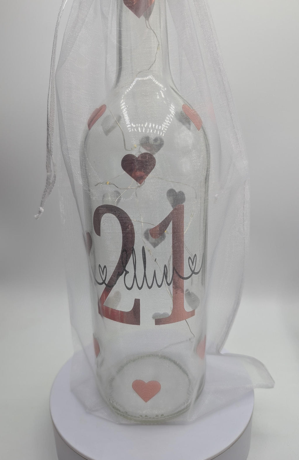 Personalised 21st Light Up Bottle, 21st Milestone Birthday, 21 Gift for her, Special 21st Birthday, 21st Birthday Present, Special 21st Gift
