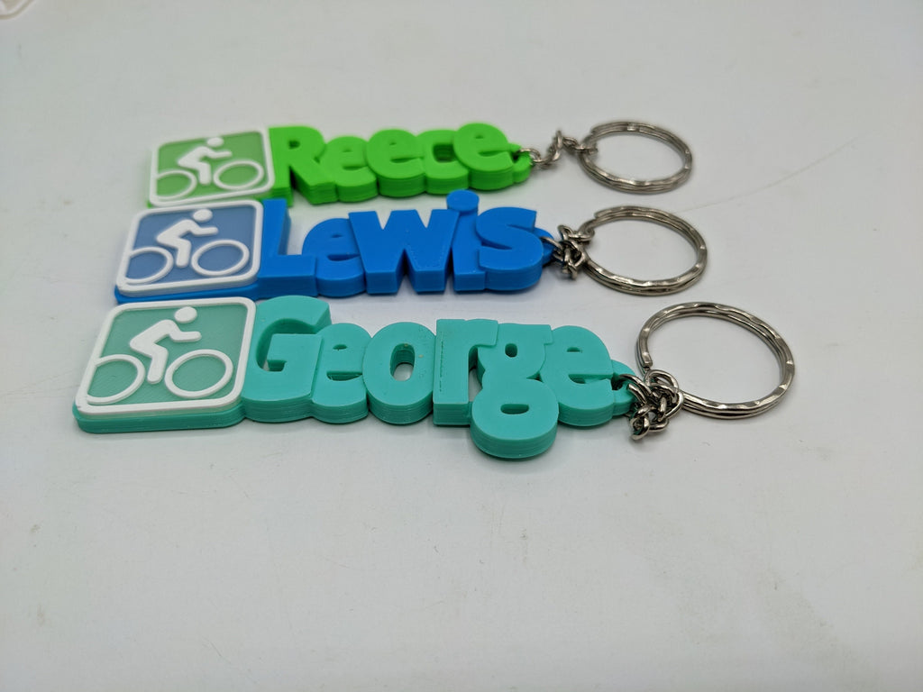 Personalised Cycling Keyring, Cycling Bag Tag, Gift for a Cycler, Cycling Keyring Gift, Cycling Gift, Biker Keyring, Mountain Biker Keyring