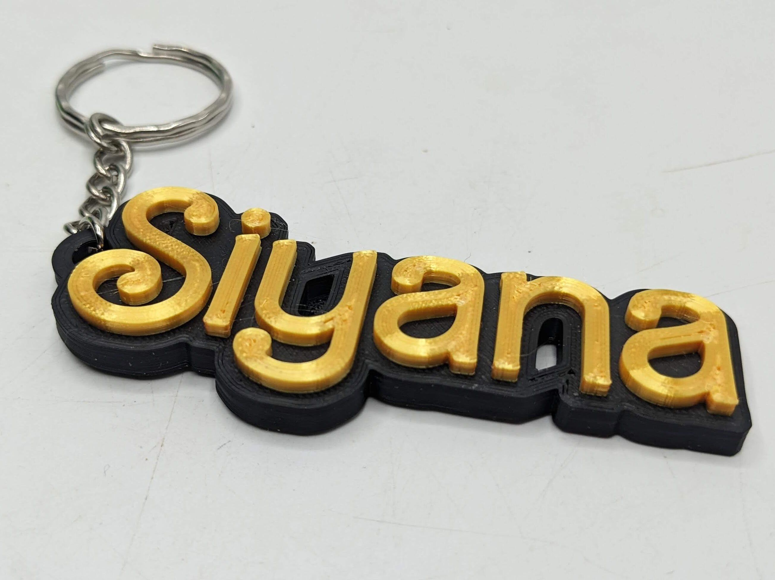 Personalised Name Keyring, Pink Doll Style Text, Two Colour Keyring, Party Bag Filler, Under 5 Pound, Party Bag Filler, School Bag Keyring