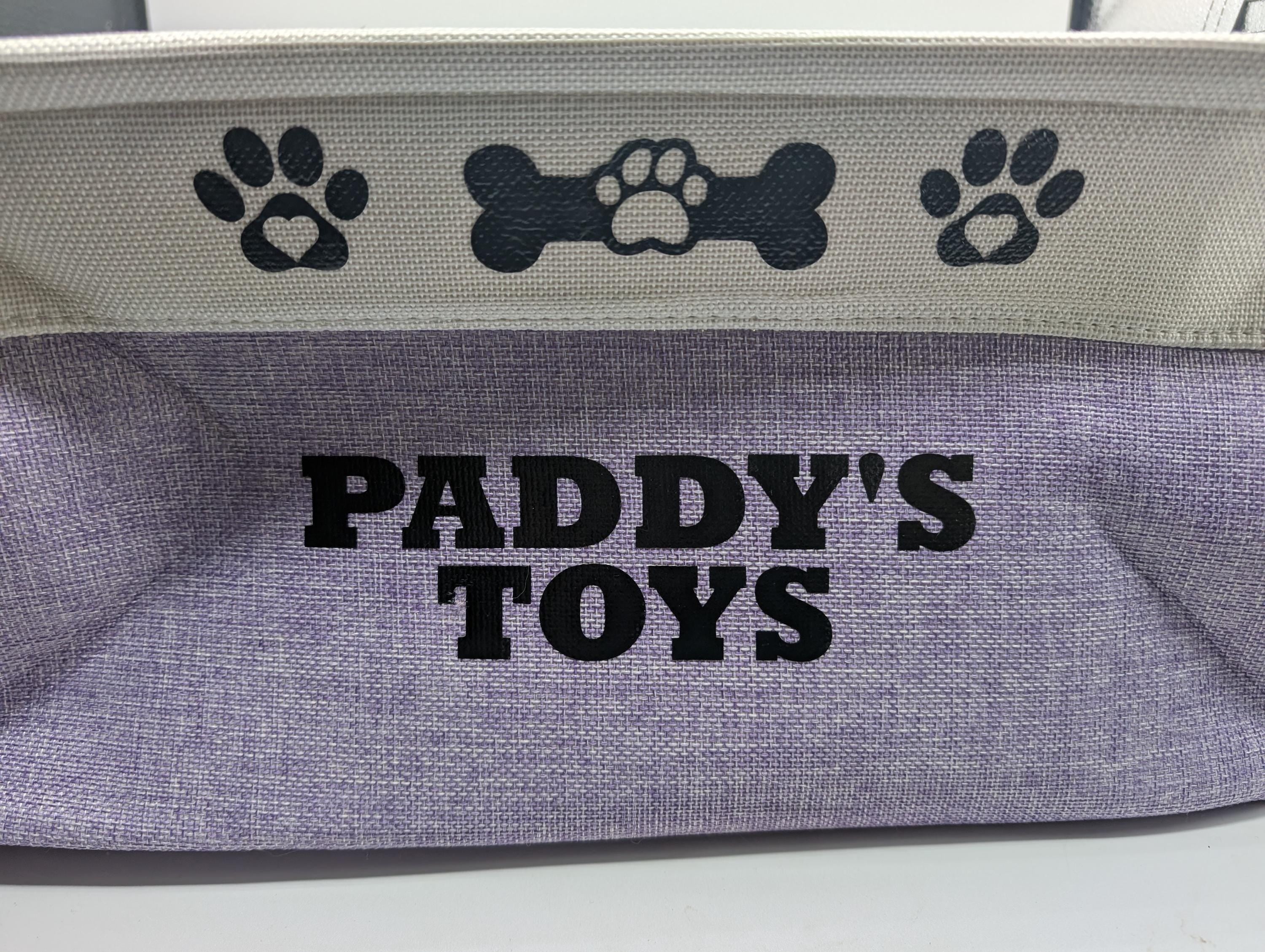 Personalised Dog Toy Basket, Dog Canvas Storage Basket, New Puppy Gift, Pet Storage Box, Present For Dogs, Puppy Pack, Cat Canvas Toy Basket