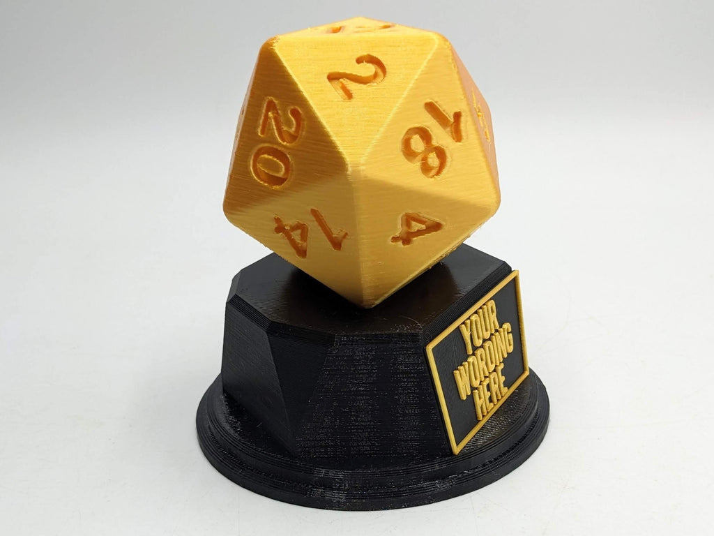 Personalised D20 Trophy / D20 Trophy / D20 Dice Fun Trophy / D20 Dice Gift / D20 Award / D20 Dice Ornament / D20 Board Gaming Gift / D20