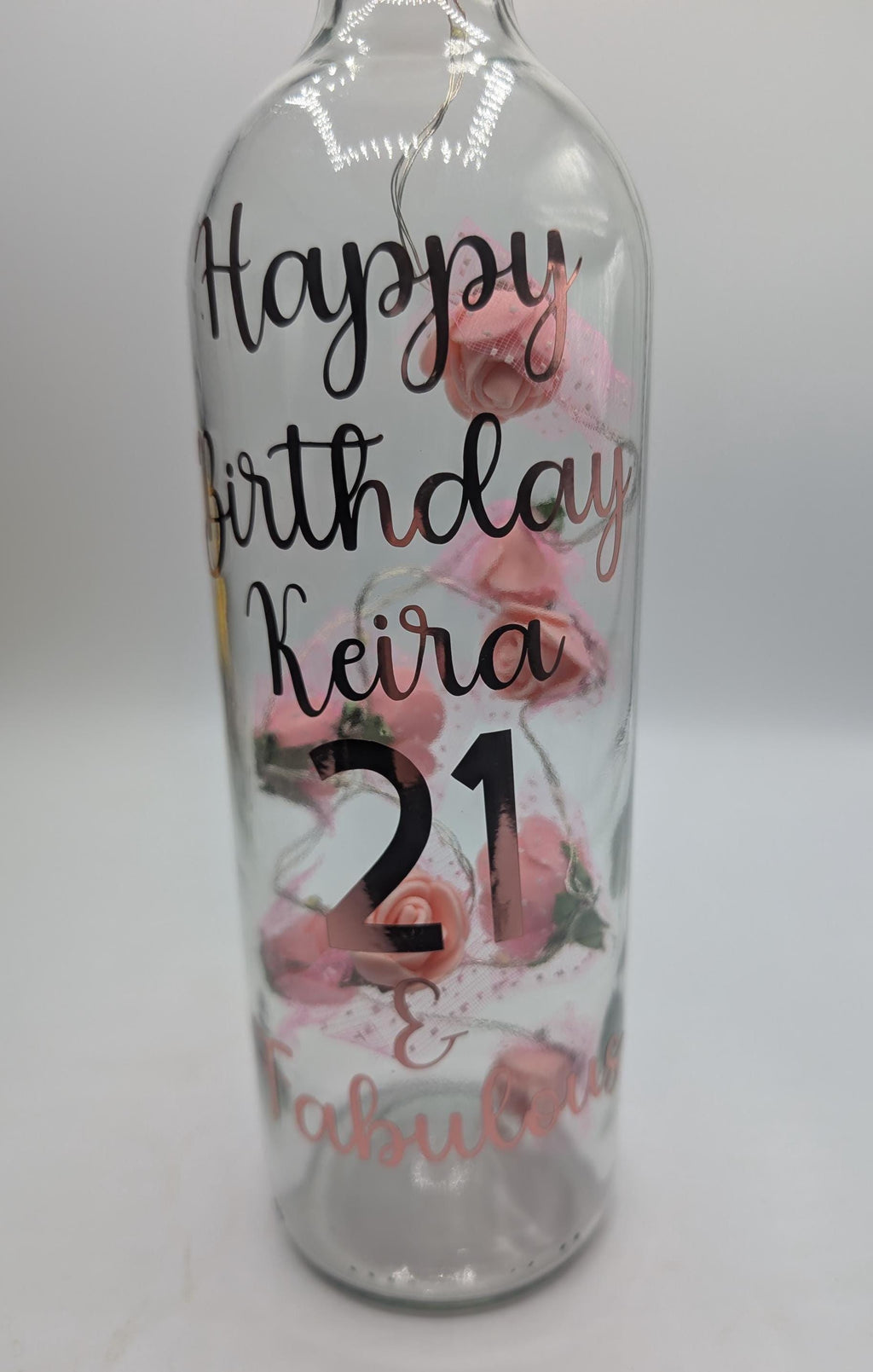 Personalised Light up Bottle, 21st Birthday For Her, Special 21st Gift, Milestone Birthday, 21 Birthday Present, Personalised Birthday Gift