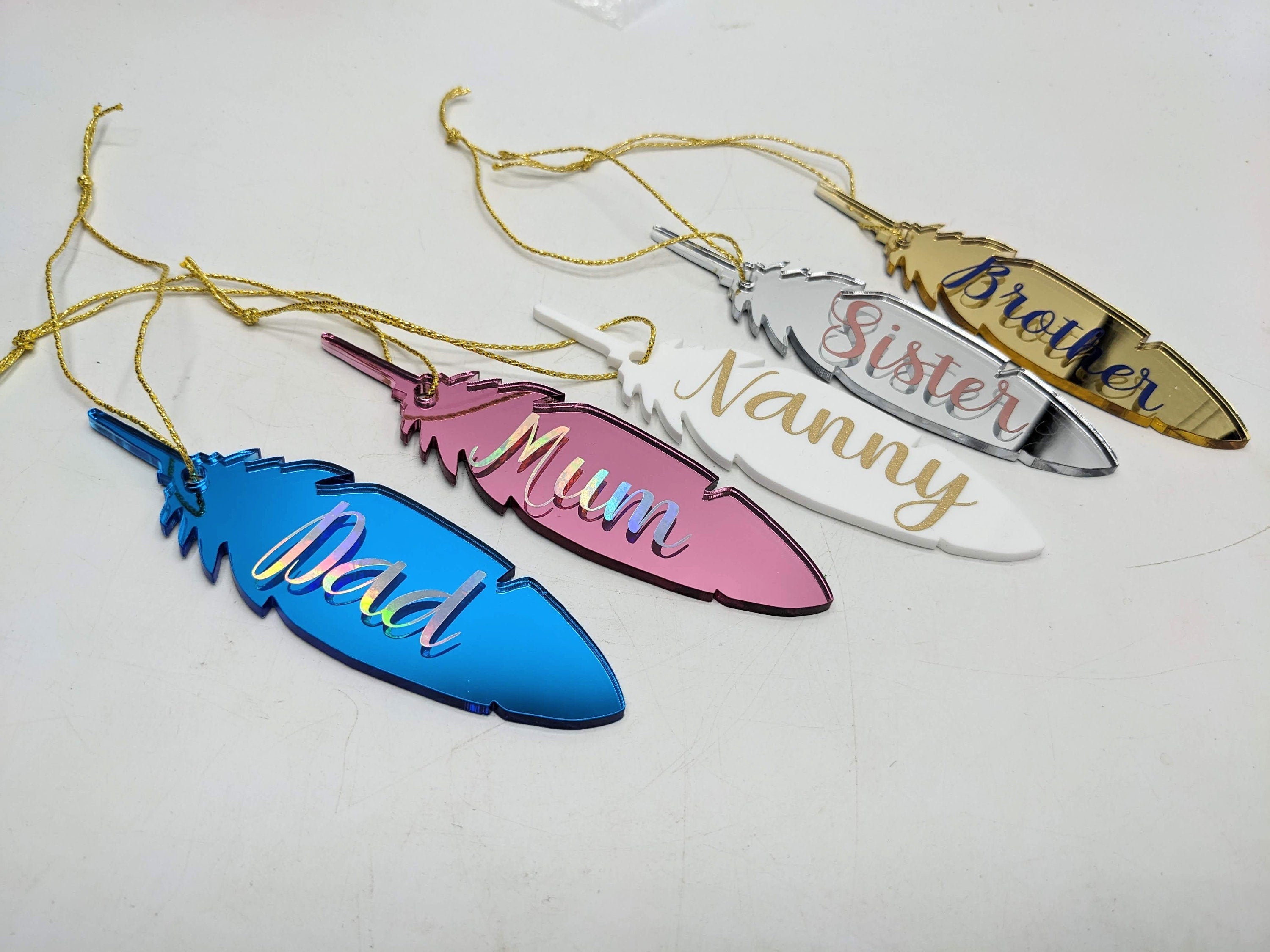 Personalised Feather / Feather Memorial Christmas / Personalised Feather Gift / Tree Personalised Decoration / Feather Personalised Gift