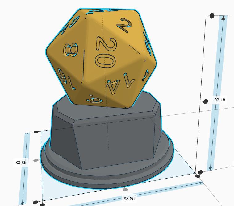 Personalised D20 Trophy / D20 Trophy / D20 Dice Fun Trophy / D20 Dice Gift / D20 Award / D20 Dice Ornament / D20 Board Gaming Gift / D20