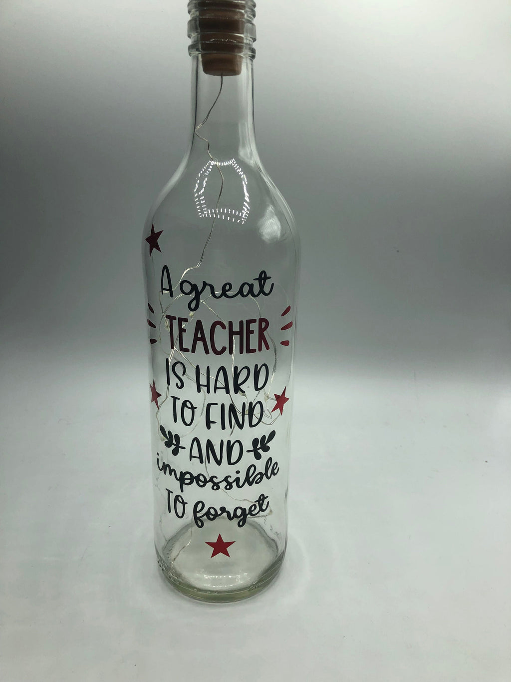 Thank you Teacher Gift, Teacher Light Up Bottle, End of Year Gift for Teacher, Leaving Gift for Teacher, A Great Teacher is Hard to Find