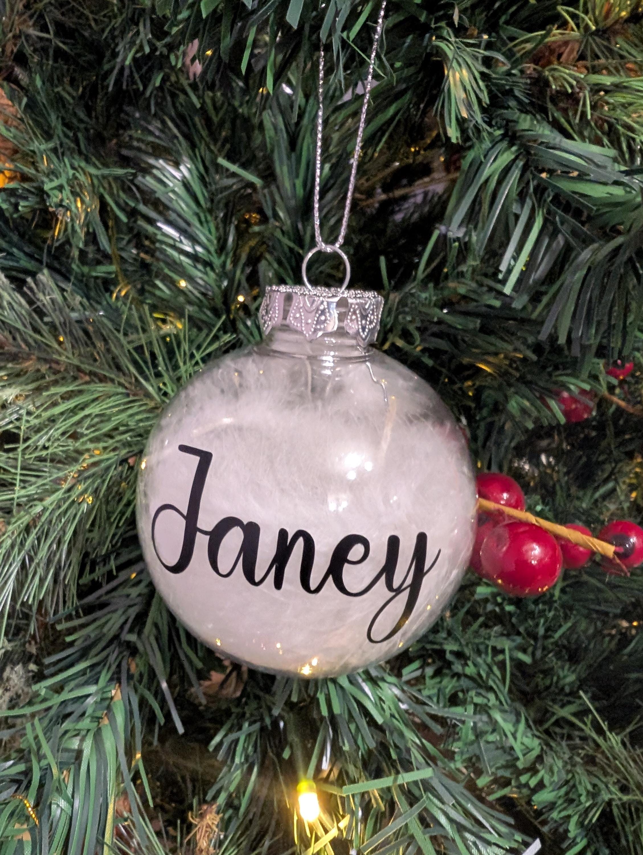 Personalised Christmas Bauble, Feather Bauble, Christmas Bauble Gift, Bauble Christmas Keepsake, Christmas Bauble Gift, Family Tree Baubles