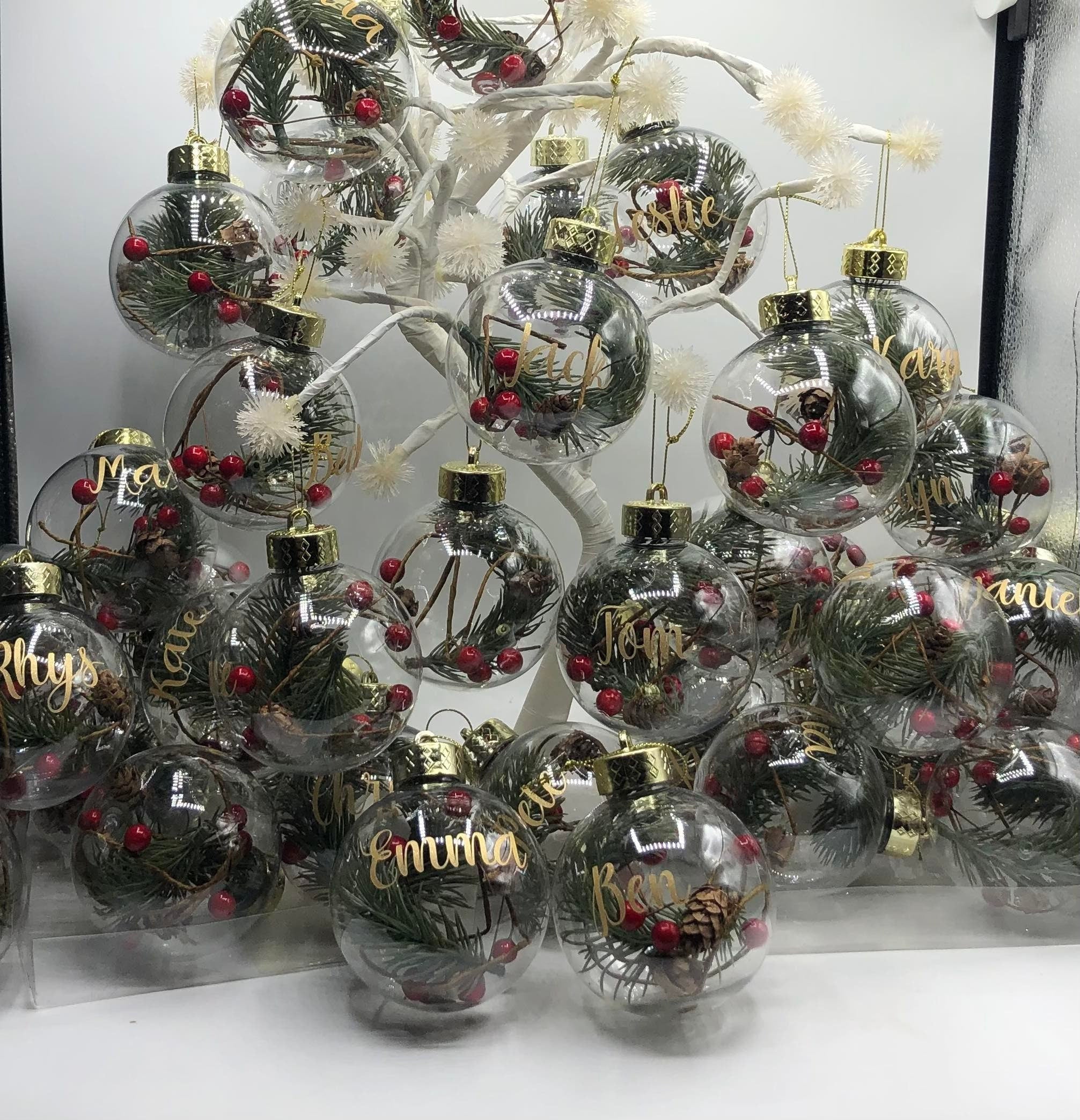 Personalised Christmas Bauble, Woodland Christmas Bauble, Tree Personalised Decoration, Name Bauble, Personalised Christmas Ornament, Berry