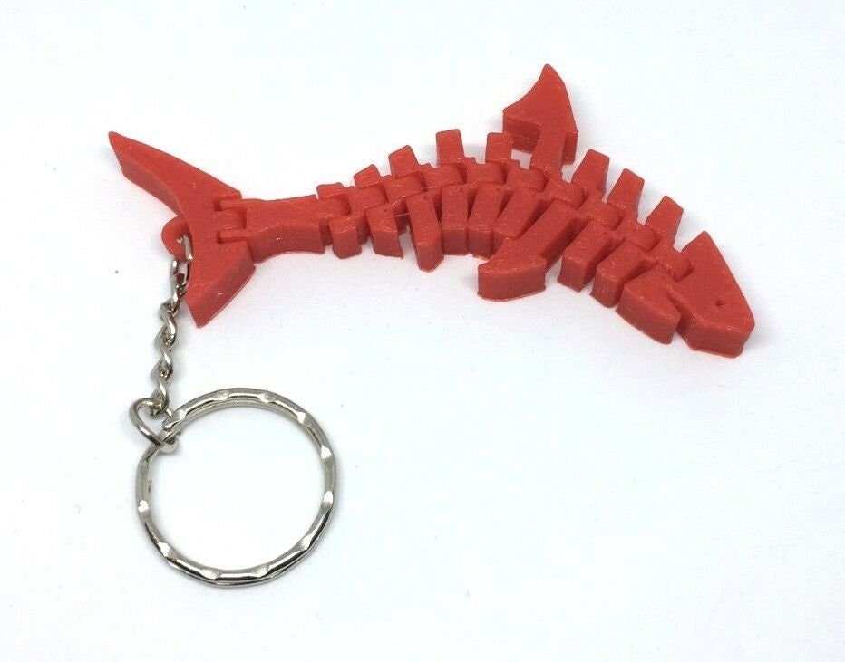 Flexible Shark Keyring / Shark Bag Tag / Coloured Shark Keyring / Shark Keyring / Sealife Keyring / Shark Lover Keyring / Articulated Shark