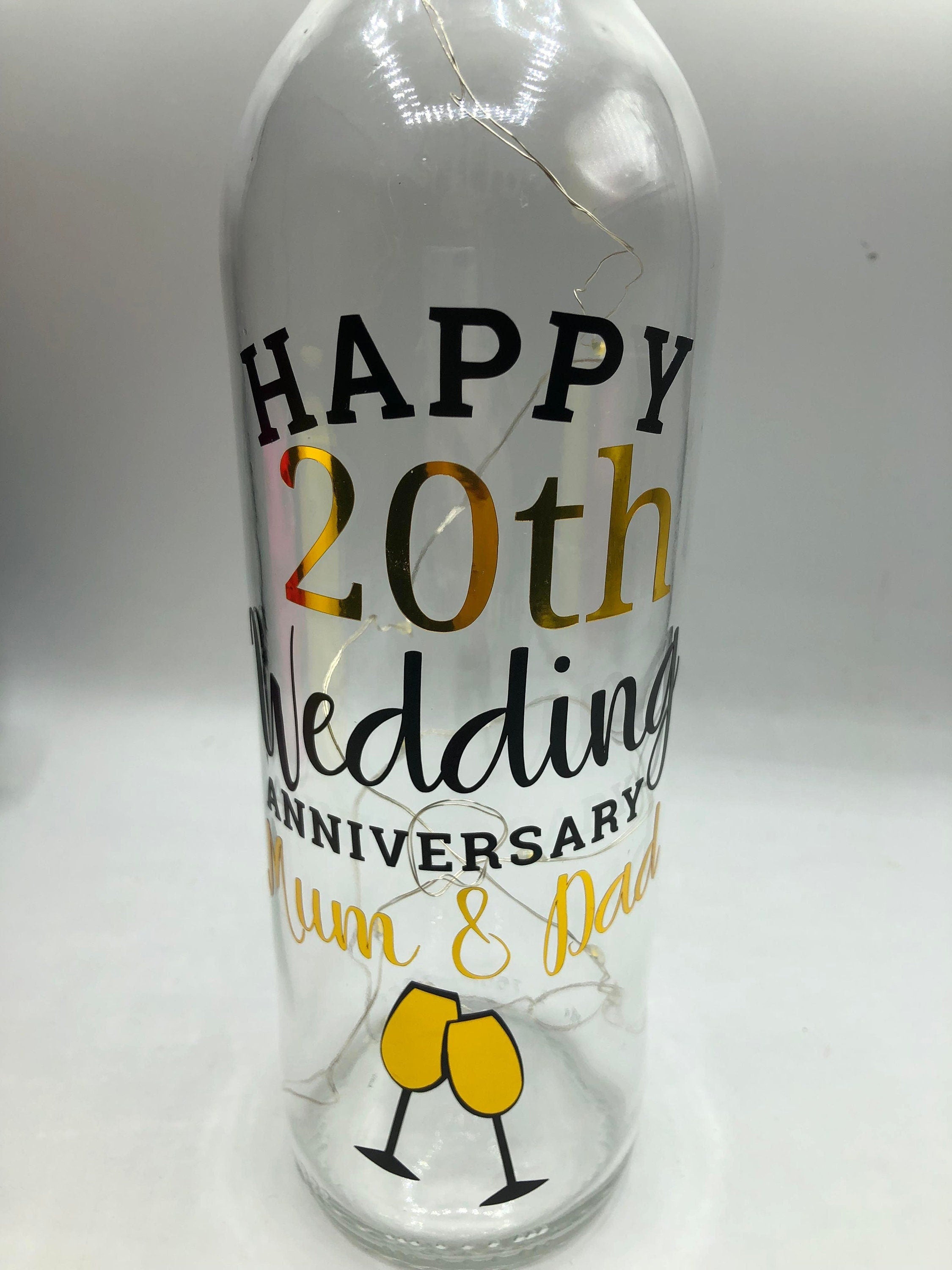 Personalised Wedding Anniversary Gift, Anniversary LED Bottle, Anniversary Milestone Gift, Personalized Anniversary, Golden Anniversary