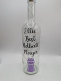 Personalised Netball Light Up Bottle, Personalised Netball Gift, Netball Home Decor Gift, Netball Team Gift, Netball Player Gift