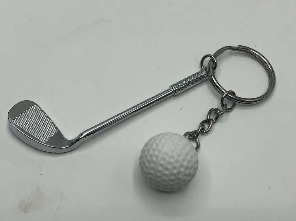 Golf Club & Golf Ball Keyring / Golfer Bag Tag / Golfer Gift / Golfing Stocking Filler / Gift for Golfing Fan / Novelty Golf Club and Ball