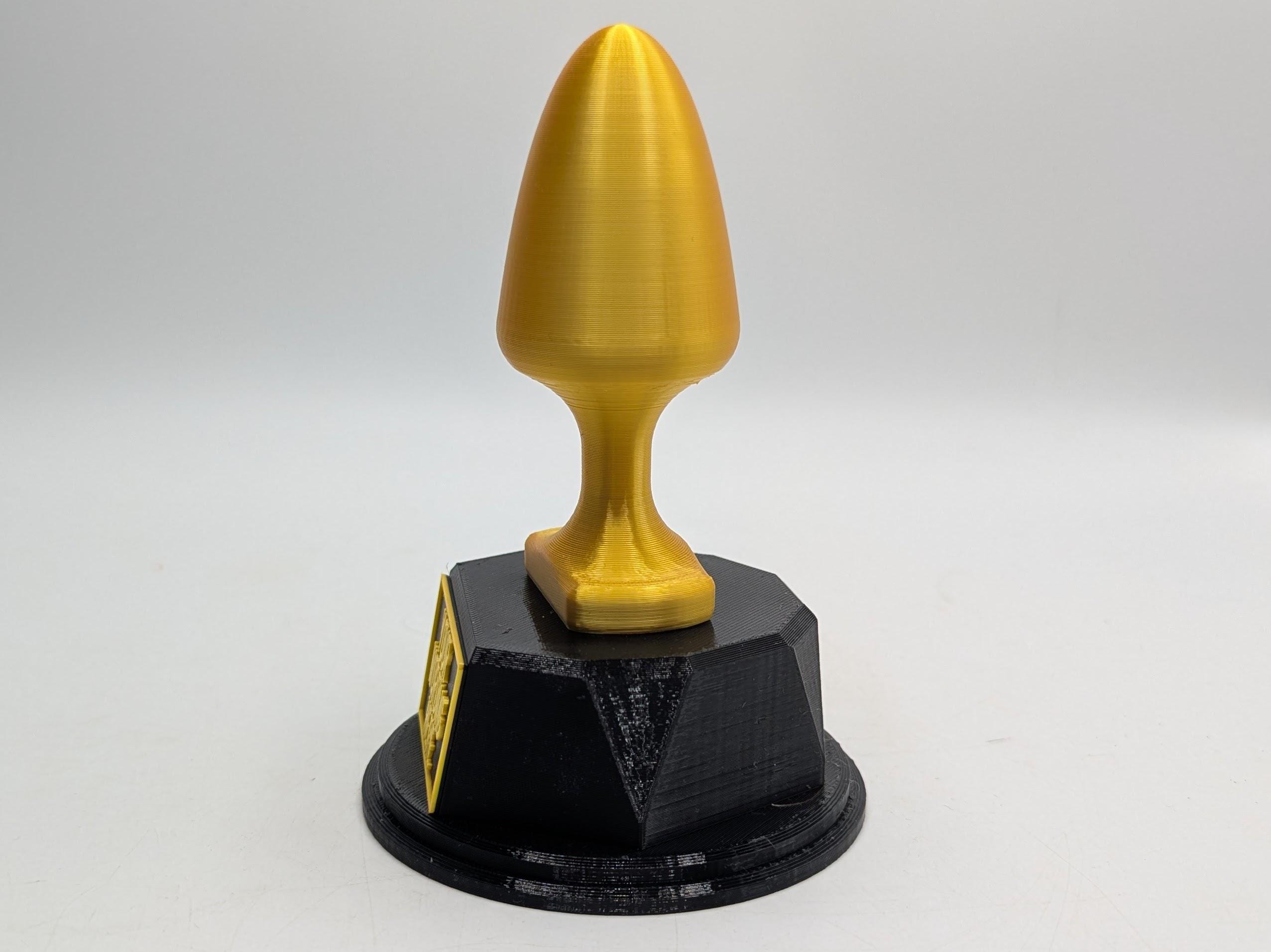 Personalised Butt Plug Trophy, Bum Plug Trophy, Bottom Award, Funny Bottom Trophy, Custom Trophy, Golden Butt Plug Award, Novelty Butt Plug