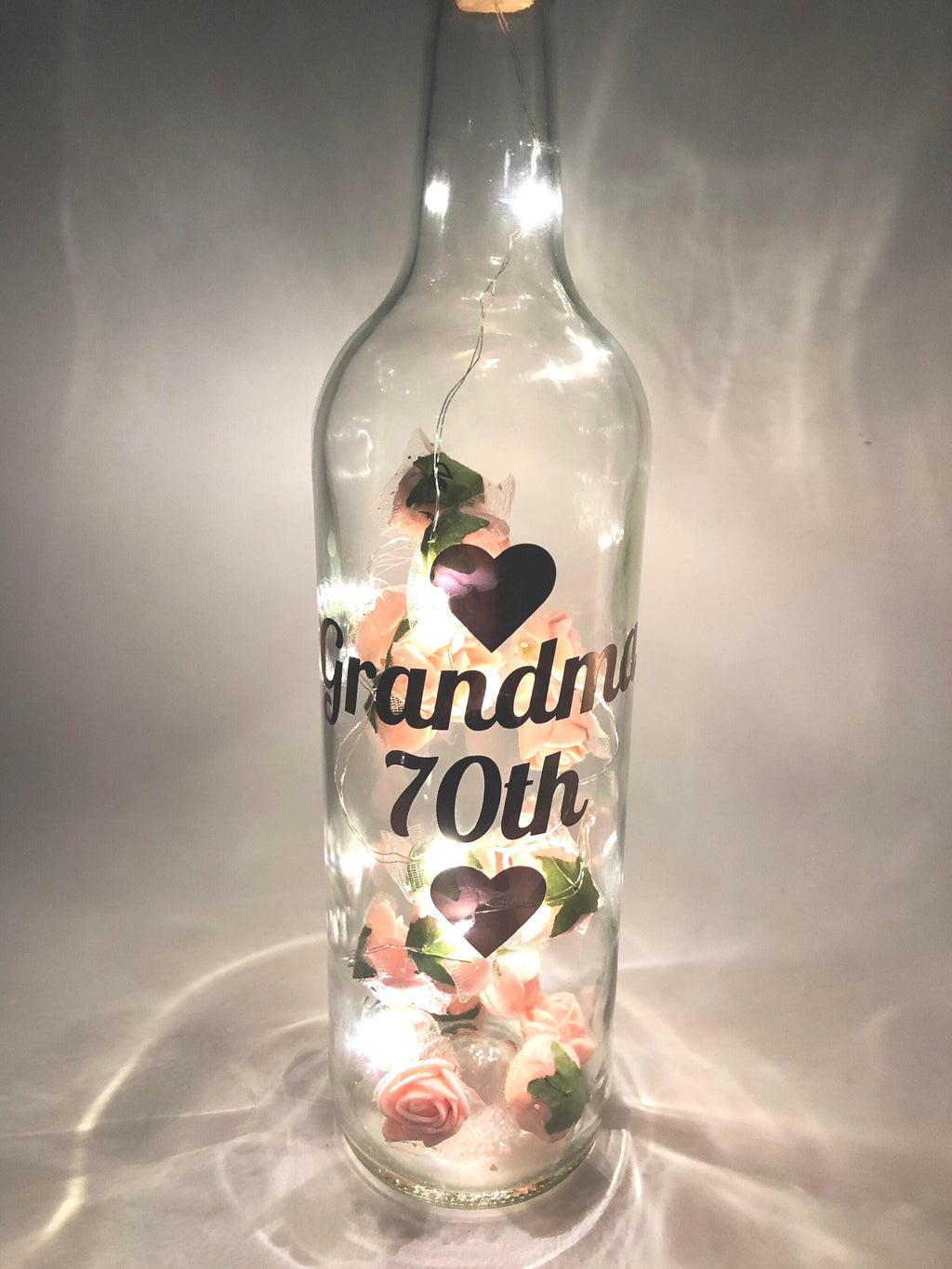 70th Birthday Gift, 70th Light Up Bottle, Special Birthday Light Up Bottle, Personalised Present, Personalised Light Up Bottle Gift