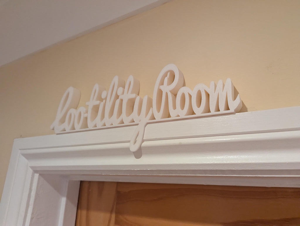 Loo-tility Room Door Sign, Laundry Room, Utility Room, Toilet Door Sign, Bathroom Door Sign, Custom Door Sign, Utility Sign, Door topper
