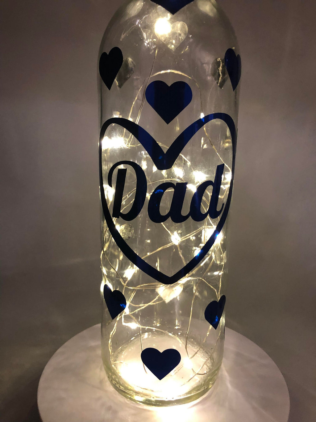 Dad Hearts LED Light Up Glass Bottle / Gift for Dad for Fathers Day / Fathers Day Gift / Gift for Dad's Birthday / Dad Christmas Gift / Dad