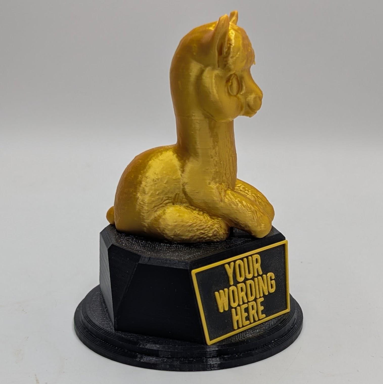 Personalised Llama Trophy, Llama Award Gift, Custom Trophy Gift, Funny Llama Award Gift, Office Trophy, Llama Farmer Trophy, Llama Lover