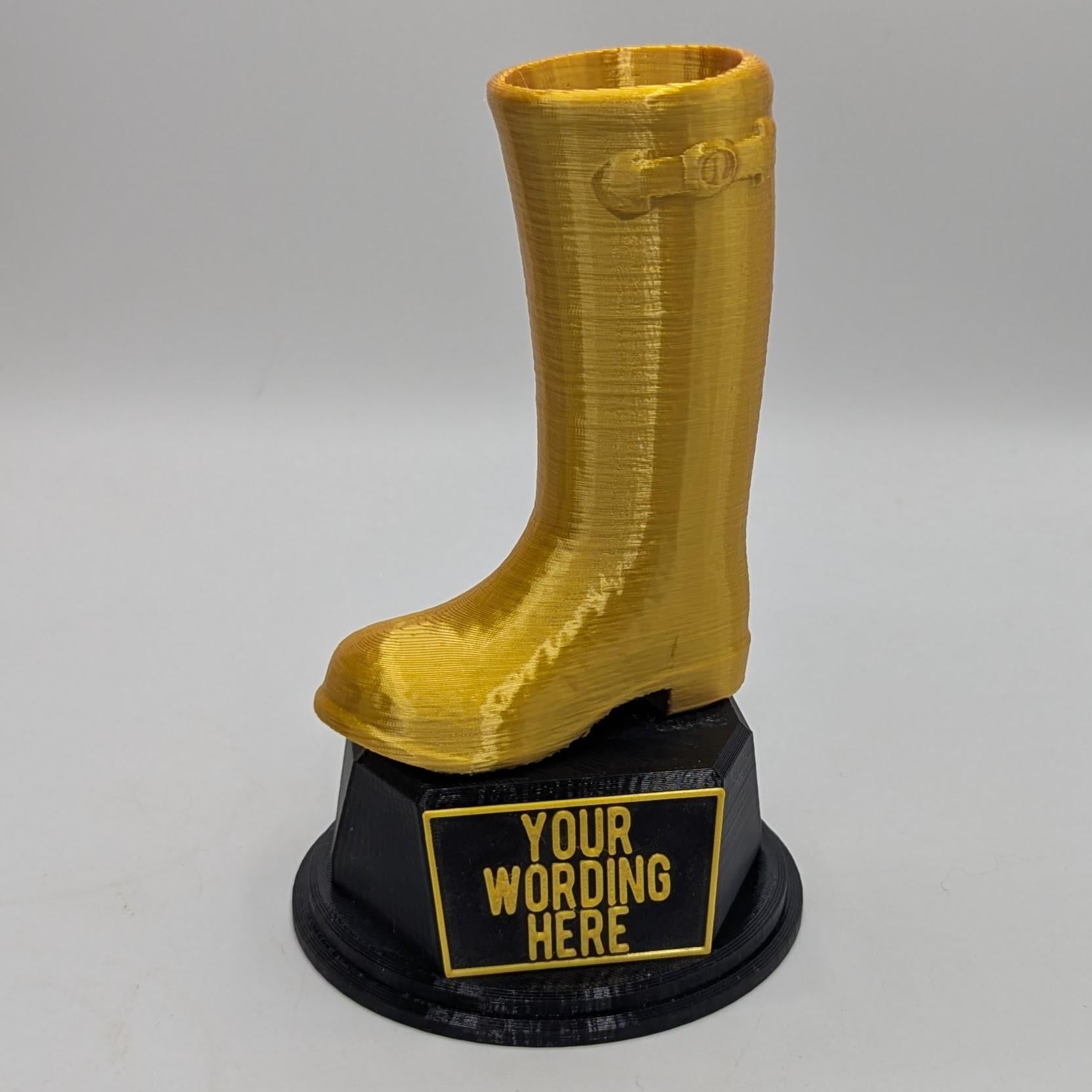 Personalised Wellington Trophy, Welly Boot Trophy, Wellington Boot Award, Custom Trophy, Joke Trophy Award, Welly Boot Gift, Welly Wanging