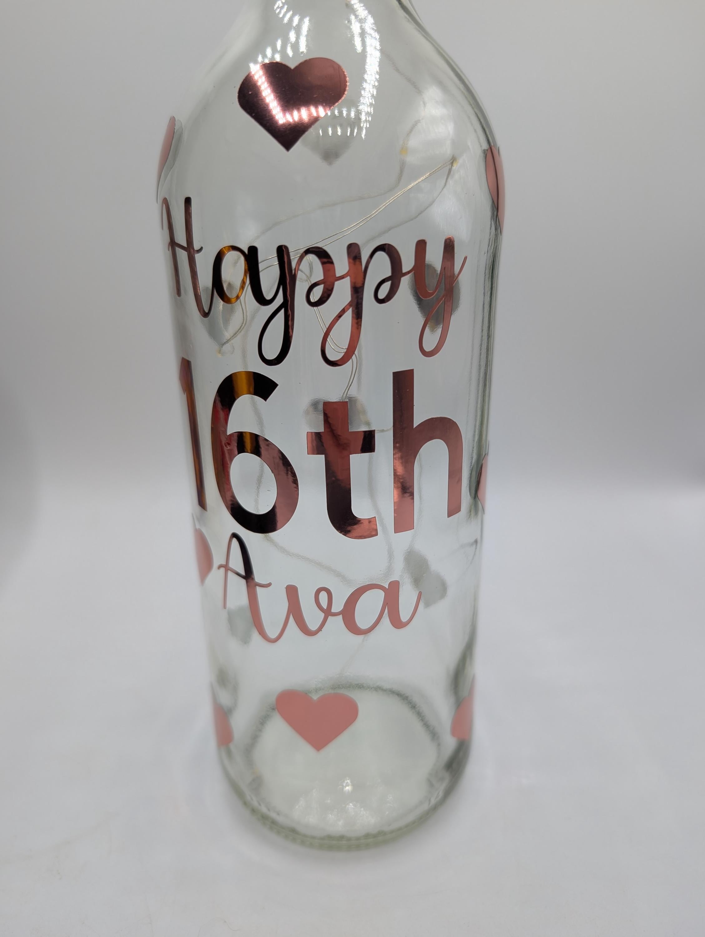 Personalised Light Up Bottle, Milestone Birthday Gift, Sweet 16th Gift, Special 18th Keepsake, 30 Today, 40th Present