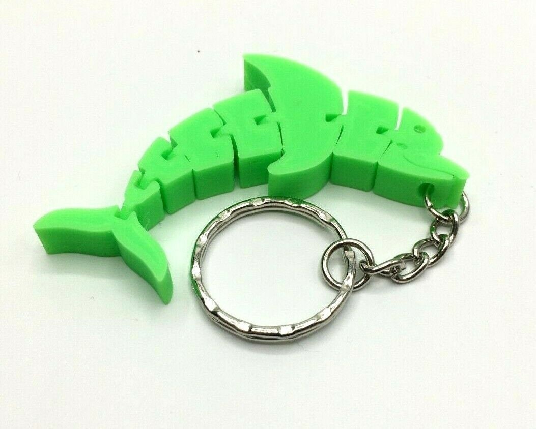 Flexible Dolphin Keyring, Dolphin Shaped Keyring, Articulated Dolphin, Flexible Bendy Dolphin Bag Tag, Sealife Keyring, Under 5 Pound Gift
