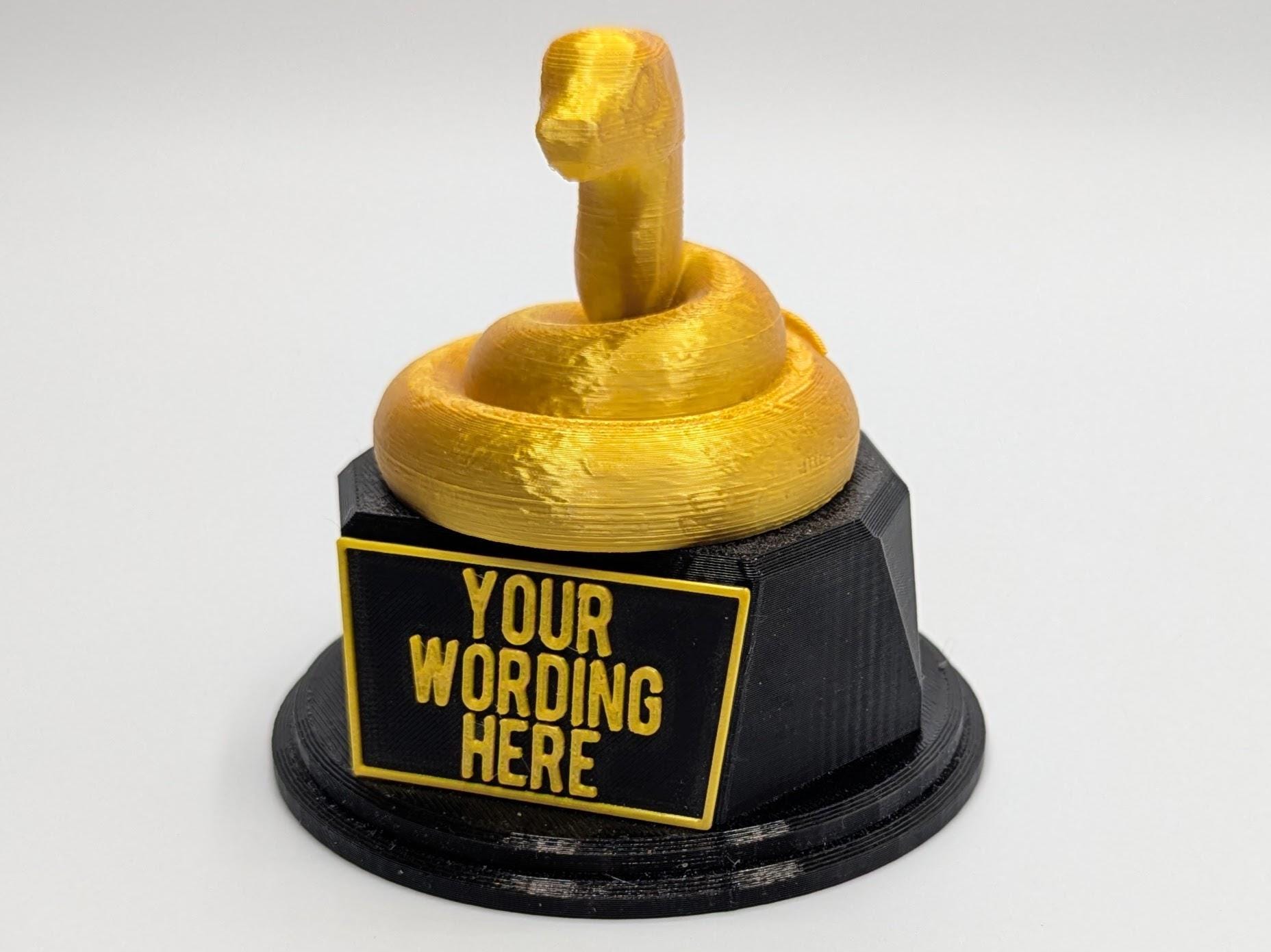 Personalised Snake Trophy, Snake Lover Trophy, Snakiest Award Trophy, Snake Trophy, Snake Owner Gift, Serpent Award Trophy, Dirty Snake Gift