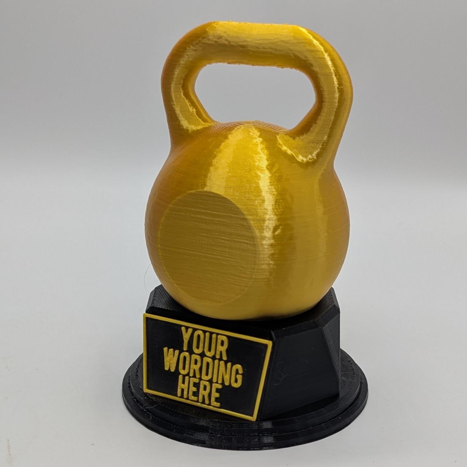 Personalised Kettle Bell Trophy, Exercise Fun Trophy, Gift for Personal Trainer, Custom Trophy Gift, Weight Bell Trophy, Bodybuilding Trophy
