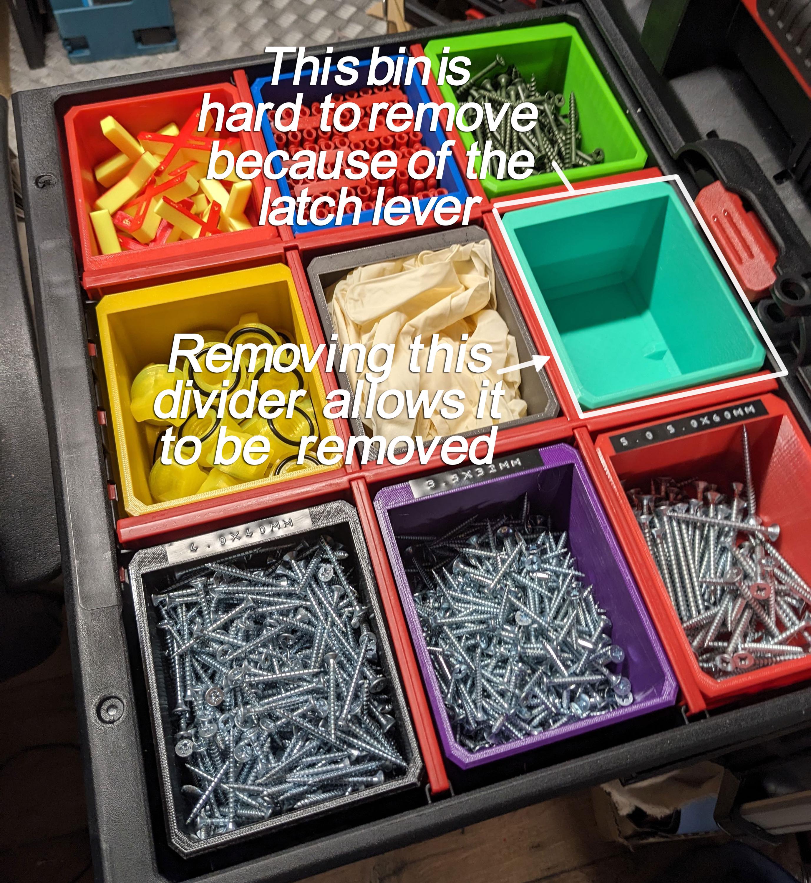 Set of 3 Parts Bins for Milwaukee Packout 3 Drawer Tool Boxes (4932472130)