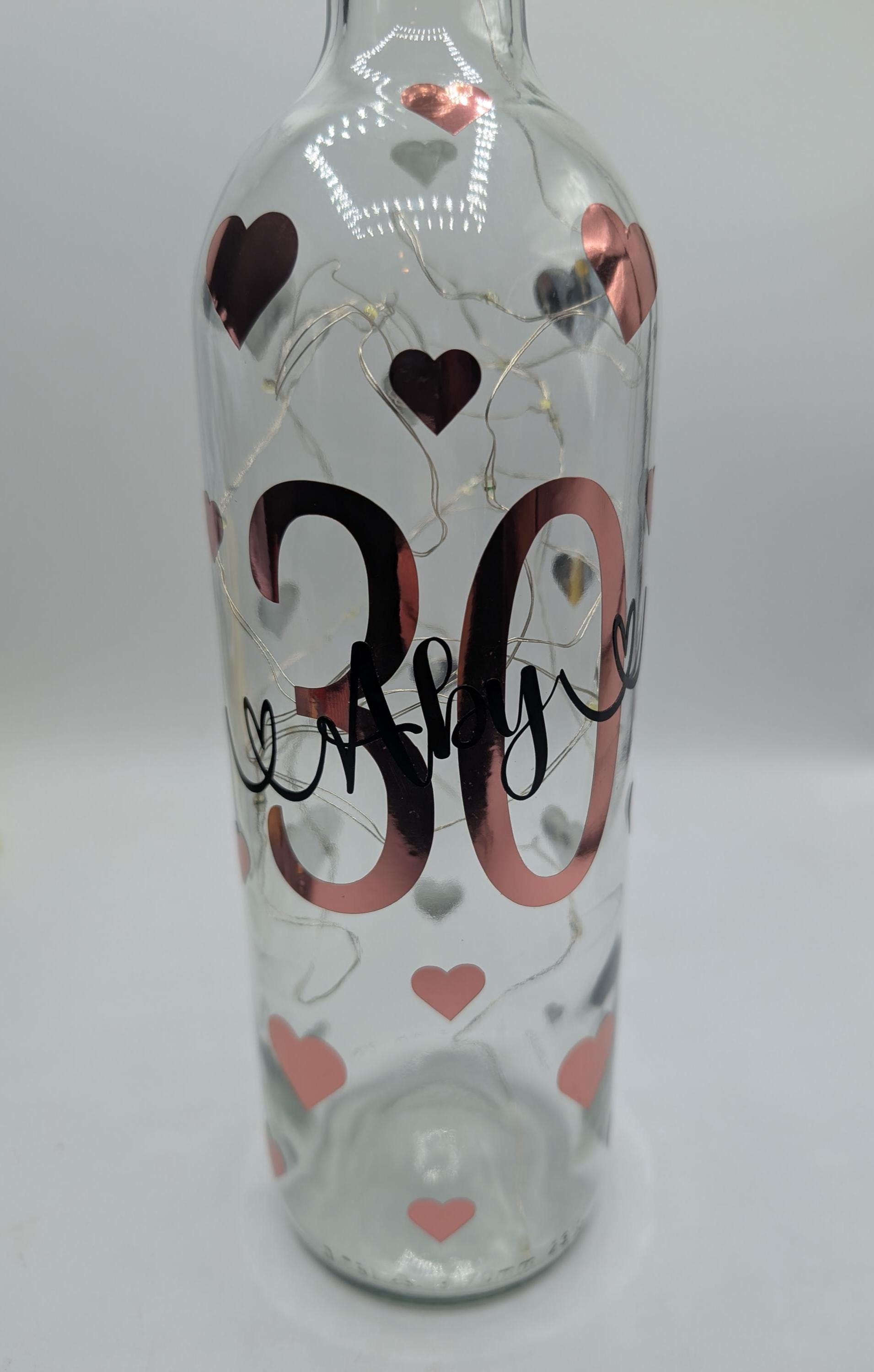 Personalised 30th Light Up Bottle, Milestone Birthday, Special Birthday Gift, 30th Birthday Keepsake, Special 30th Present, Custom Age &amp; Name A Beautiful keepsake for a Special Birthday
