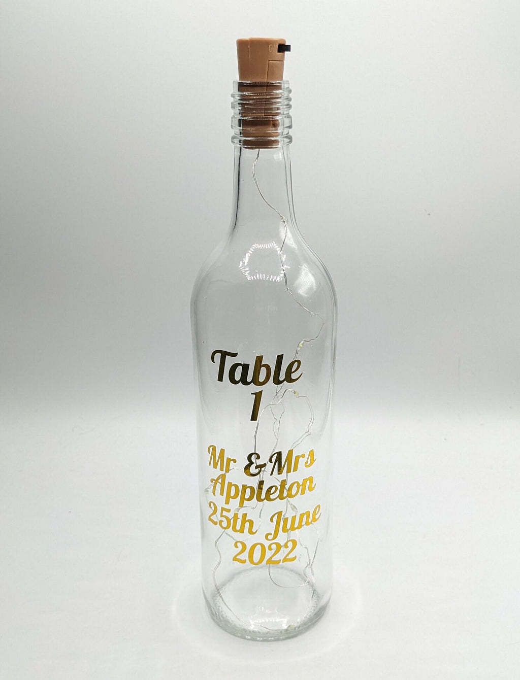 Personalised Wedding Table Bottle, Wedding Table Centrepiece, Wedding Décor, Wedding Table Decoration, Wedding Lights, Wedding Decoration